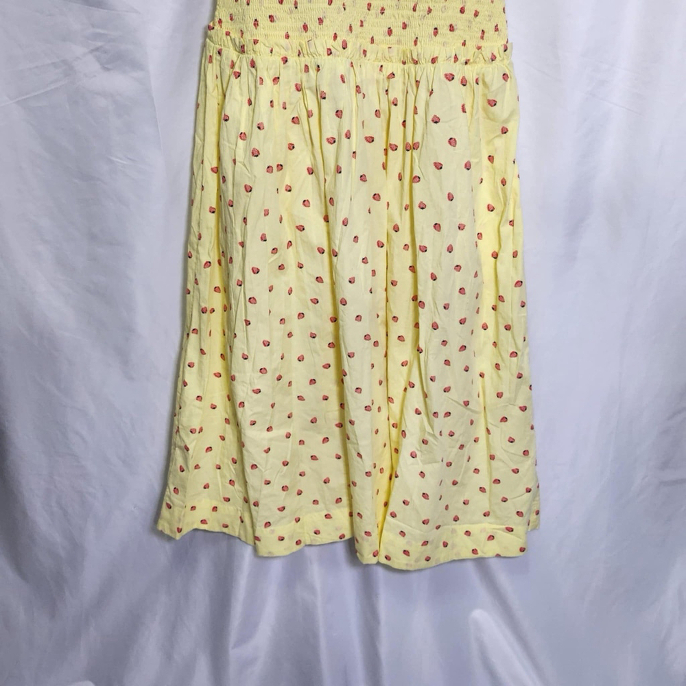 Free People Lavender Daze Midi Dress Sz S Yellow Strawberry Drop- Waist Smocked - Picture 9 of 13